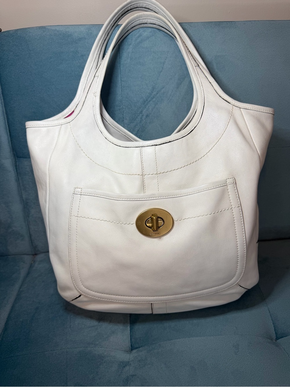 COACH WHITE LEATHER XL BURNISHED
ERGO LEGACY